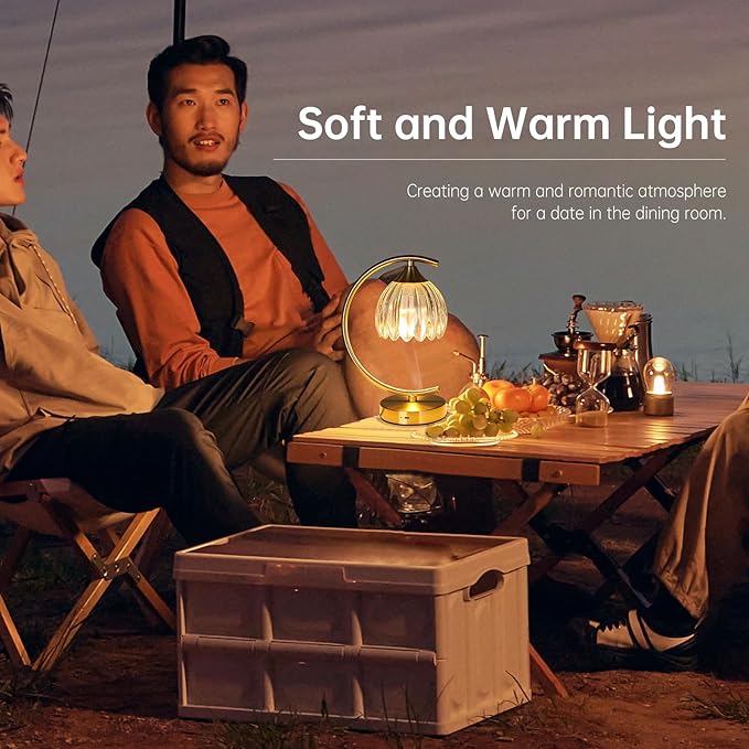 Tulip Table Lamp, 5200mAh Cordless Touch Control Table Lamp with 3 Color Temps & Stepless Dimming, Rechargeable Battery Table Lamp for Living Room, Bedroom, Office, Shelf (Transparent Tulip)