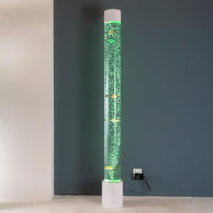 6FT Sensory Water Bubble Tube Lamp with Colorful LED Lights and Swimming Fish - Calming Aquarium Night Light for Children and Sensory Integration Therapy