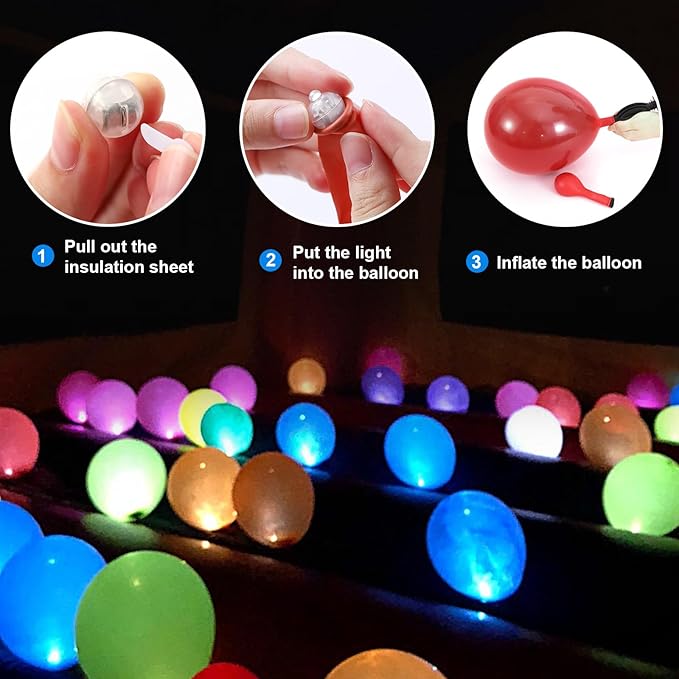 ZGWJ 50PCs Pink Balloon Lights Mini, Battery Powered, Long Standby Time Waterproof Tiny Led Round Light for Paper Lantern Balloon Party Easter Eggs Wedding Christmas Halloween Decorations﻿