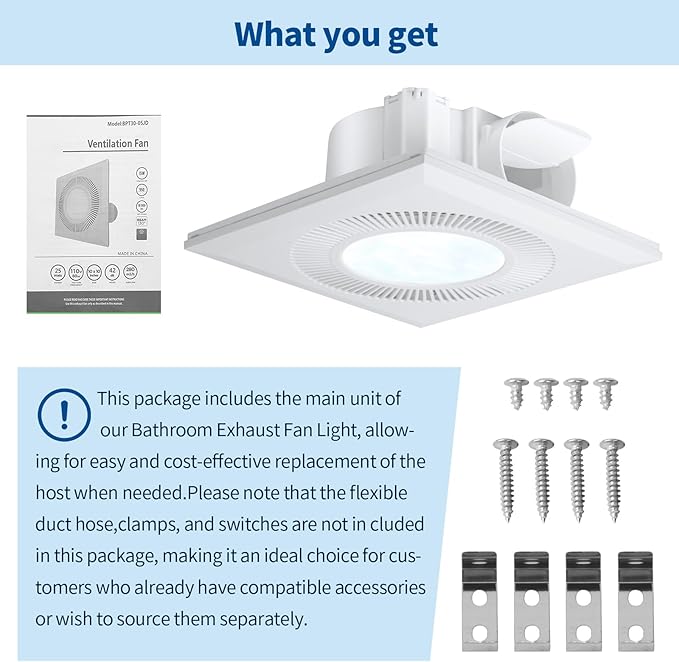 Bathroom Vent Fan with Light, Bathroom Exhaust Fan with LED Light Adjustable, Quiet 1.0 Sones Three Color Temperatures 2700k/4000k/5700k, 110 CFM,Ceiling Mount Ventilation for Home/Bath/Office