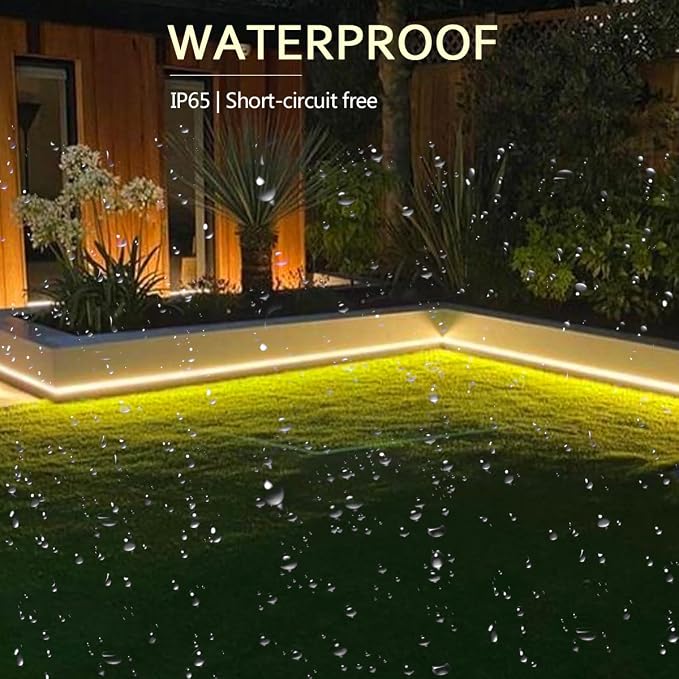 16ft Waterproof LED Rope Lights - Connectable Warm White Outdoor Lighting with PVC Tube, IP65 Flexible for Garden, Patio, Ceiling, Landscape & Indoor Bedroom Decor