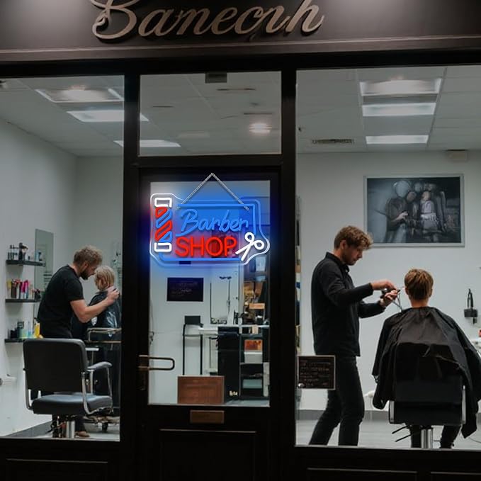 Looklight Barber Shop Neon Sign Barber Pole Led Signs for Wall Decor Salon Station Neon Light Sign for Pole Hair Salon Accessories Business Store Supplies