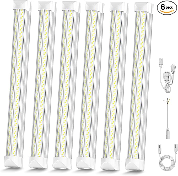 LED Shop Light, 25W 3750LM 6000K Super Bright(6 Pack) | Plug and Play, Linkable Utility Shop Lights for Garage, Cabinet, Workbench, Workshop