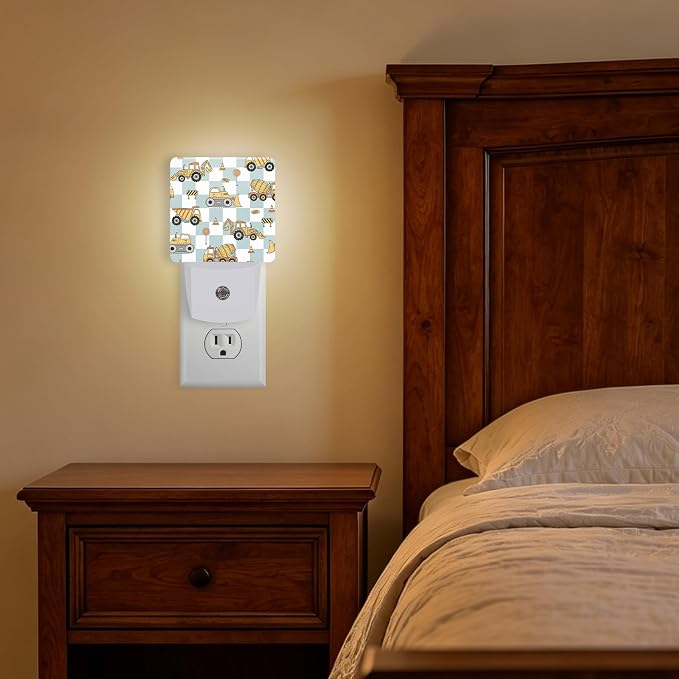 Night Lights Plug into Wall, Grid Excavator Night Light with Dusk to Dawn Smart Sensor for Bedroom Bathroom Hallway Kitchen, Led Nightlights for Boys Girls Women Men