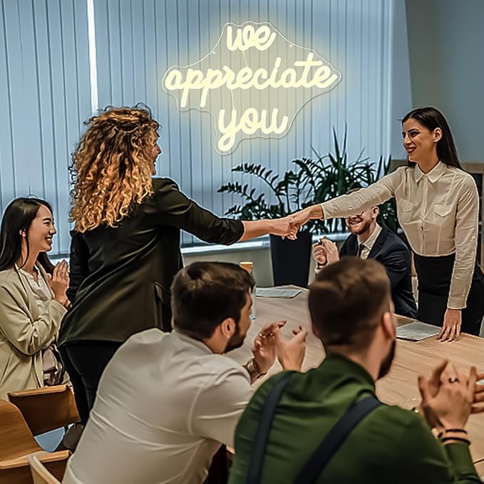 We Appreciate You Neon Sign for Wall Decor Appreciate Neon Lights Dimmable Led Signs We Appreciate You Decorations for Employee Staff Teacher Doctor Appreciation Party Thank You Decorations