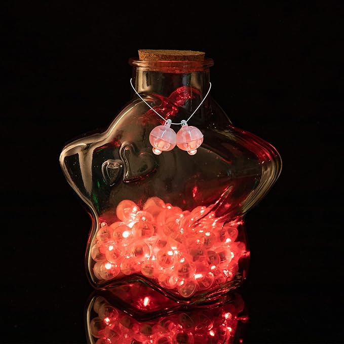 100 PCS Red Balloon Light with Loop for Hanging, Mini Ball Lamp Round Tiny Led Light for Paper Lanterns Balloons Vases Cups Birthday Party Event Wedding Christmas Decoration