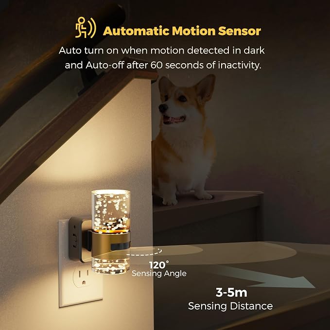 L LOHAS LED Motion Sensor Night Light, Bubble Night Lights Plug into Wall | 3CCT Color Temperature Change Night-Light, Dimmable Nightlights with Dusk to Dawn Sensor for Rooms Bathroom Hallway
