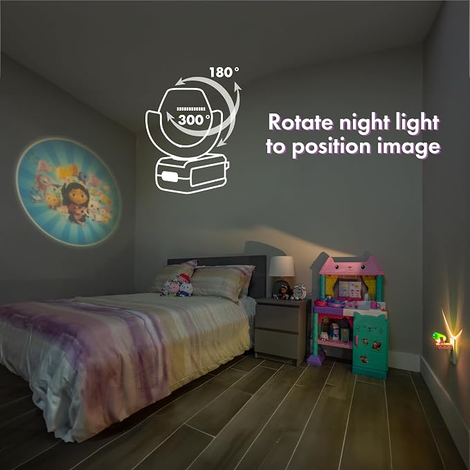 Projectables Gabby's Dollhouse Night Light with Dusk to Dawn Sensor | Plug In Night Light for Kids Room, Nursery, and Children's Bedroom, Gabby's Dollhouse Décor, UL Certified, Energy Efficient