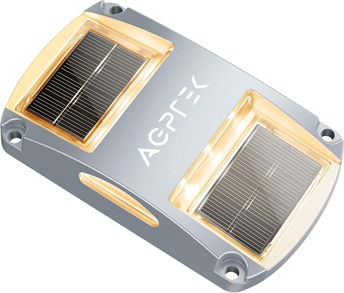 AGPTEK Solar Driveway Light 1 Pack, Outdoor Deck Dock Marine Waterproof | LED Solar Powered Driveway Marker Lights for Warning Step, Sidewalk, Pathway, Garden, Yard (Warm White)