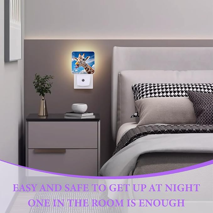 Cute Giraffe Night Light,Night Lights Plug into Wall,Led Lamp for Stairway/Hallway/Bedroom 0.5W Nightlight Sleep Friendly