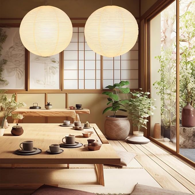 Lamp Shades Paper Lanterns Shade 19.6" 2 PCS Chinese Lantern Lights Pendant Light White Japanese Cover (2, Off-White)