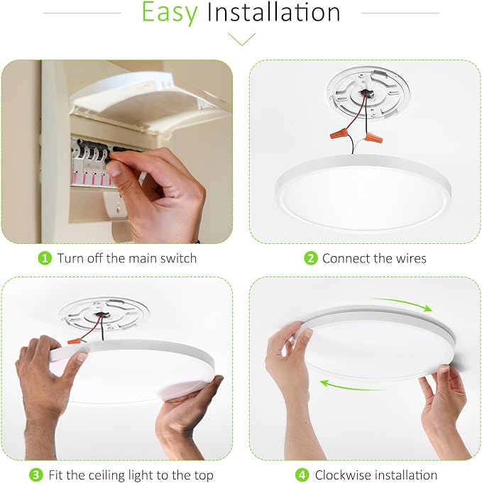 6Pack LED Flush Mount Ceiling Light Fixture, 9 Inch 1800LM 18W, Super Slim 0.66 Inch, Selectable 3CCT 3000k/4000k/6500k Wired LED Ceiling Lights for Bedroom,Living Room, White