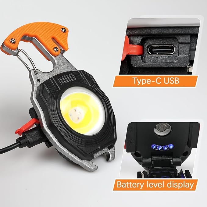 MAKDAK 2PC Keychain Flashlight Rechargeable Cob Keychain Work Light 7 Modes 1600Lumen High Lumen Flashlights for Emergencies,EDC