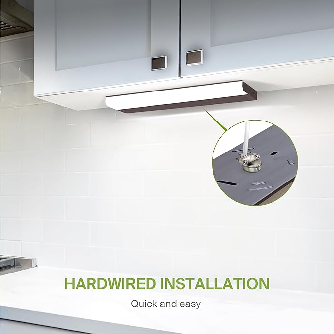 ASD 24 Inch Hardwired LED Under Cabinet Light, On/Off & 5CCT Switch 2700K-5000K, 12W 1051LM CRI90+, Direct Wire Low Profile Linkable Fixture, Dimmable Under Counter Kitchen Lighting, Bronze, UL