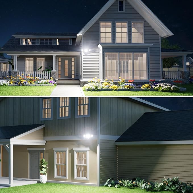 Onforu 70W LED Dusk to Dawn Flood Lights, 7000LM Brown Exterior Security Outdoor Lighting,IP65 Waterproof Outdoor 3 Adjustable Heads Photocell Light Fixture,6500K Floodlight for Garage,Patio,Yard