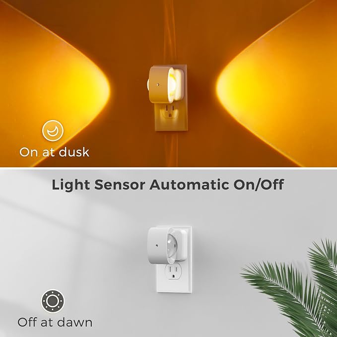 L LOHAS LED Night Light Projector, Night Lights Plug into Wall 3CCT | 2000K/3000K/5000K Adjustable Color Temperature Nightlight, Rotating White Nightlight with Light Sensor for Bathroom, Hallway
