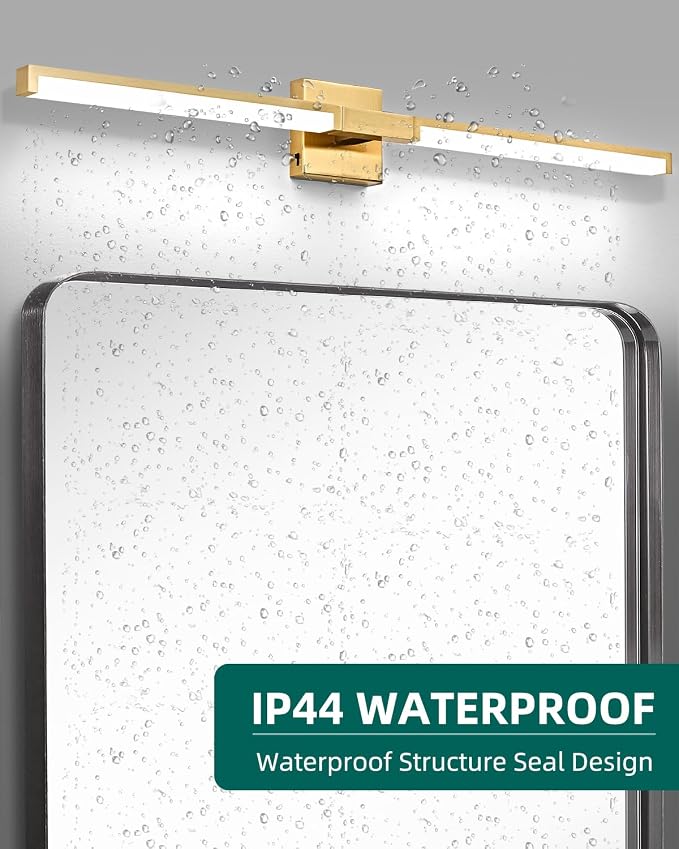 40 Inch Bathroom Vanity Light Fixtures, Gold Modern Light Fixtures Over Mirror, 24W 5CCT Dimmable Wall Light