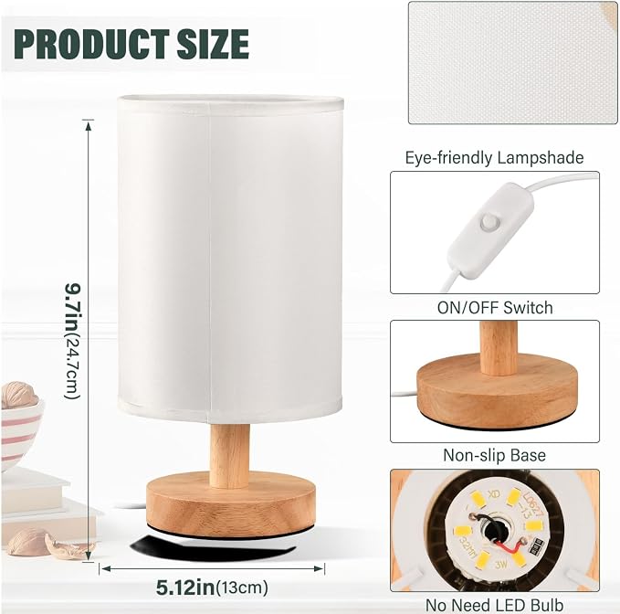 Cute Giraffe Cartoon Animal with Stand Tall Positive Bedside Table Lamps with USB Port for Bedroom LampSmall Nightstand Lamp Linen Shade Wooden Decorative Lamps for for Nursery Kids Reading Home