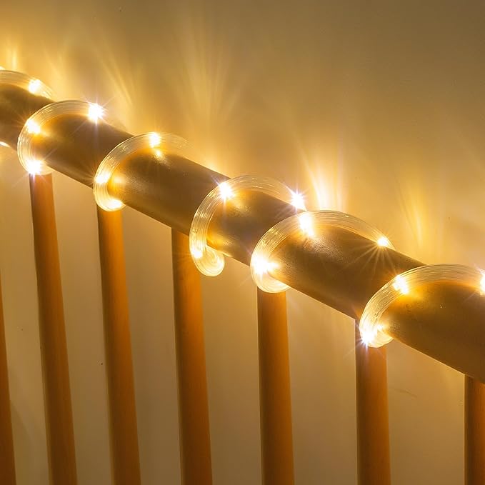 Ripple Tube LED Rope Lights with Remote Control - 8 Modes, 360° Glow,Waterproof for Outdoor/Indoor,Garden,Wedding,Pool,Patio,Christmas Decor (Warm White, 33ft)