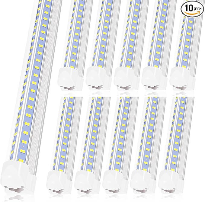 Led Shop Lights 4FT 50W 6500K 7000LM Clear White,Shop Light 4FT 110V Linkable Integrated V-Shape for Shop Garage,Warehouse,Workbench and Workshop Commercial Bay Lighting(10-Pack)
