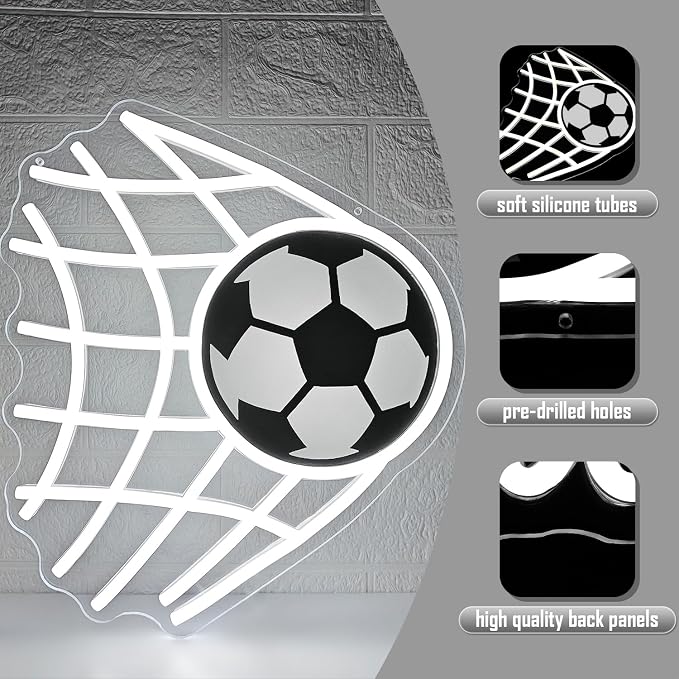 Soccer Goal Neon Sign for Wall Decor Soccer Led Sign World Cup Neon Light Dimmable 2026 Football Championship Light Up Signs for Football Theme Party Man Cave Game Room Bar Club Sports Gift for Fan