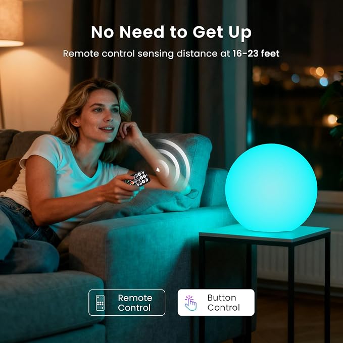LOFTEK 12-inch LED Light Ball, Rechargeable Waterproof Globe Lamp w/Remote | 16 Colors Dimmable Sphere Night Light, Cordless & Color Change, Sensory Lamp for Home, Party, patio Decor