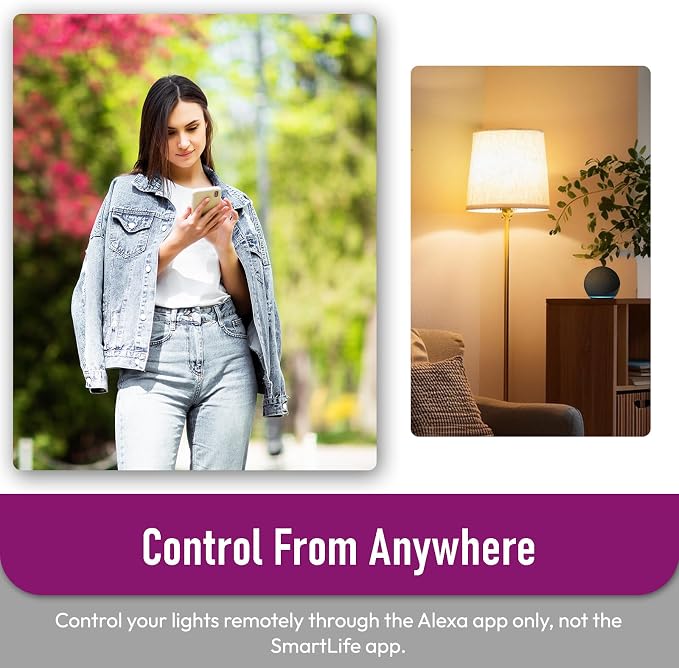 Alexa Light Bulbs 150W Equivalent, Smart Light Bulbs Directly Compatible with Alexa, Tunable Warm to Cool White, A19 E26 Bluetooth Light Bulb, No WiFi Required, 14W 1600LM, 4 Pack