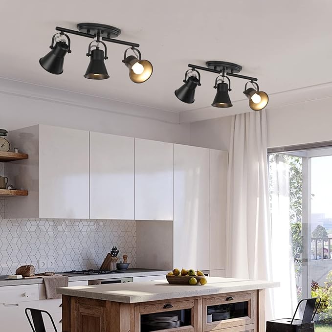 SEEBLEN 3-Lights Ceiling Track Lighting Fixtures Can Used for Mirror Front Wall Lights, Adjustable Ceiling Spotlight 3-Light Vanity Lamp