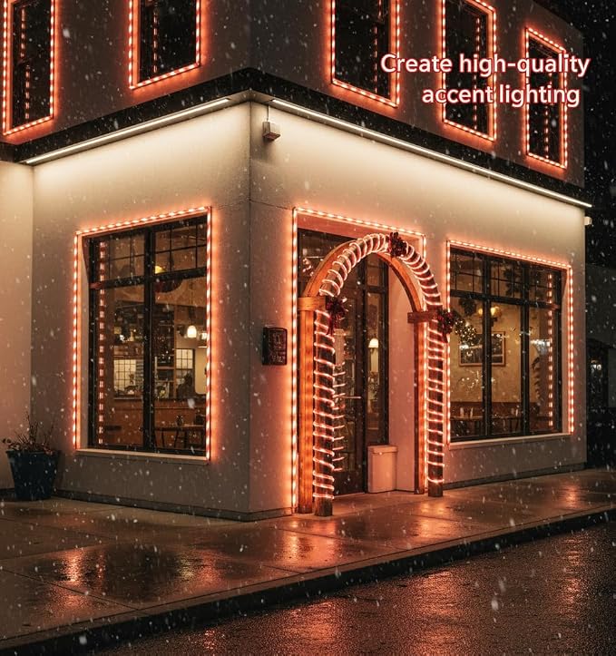 Halloween Candy Cane Lights Outdoor, 33ft 100 LEDs Solar Rope Lights, Waterproof IP65 Cobwebs Decor with 8 Modes, Solar String Lights for Patio, Wedding, Tree, Christmas dec