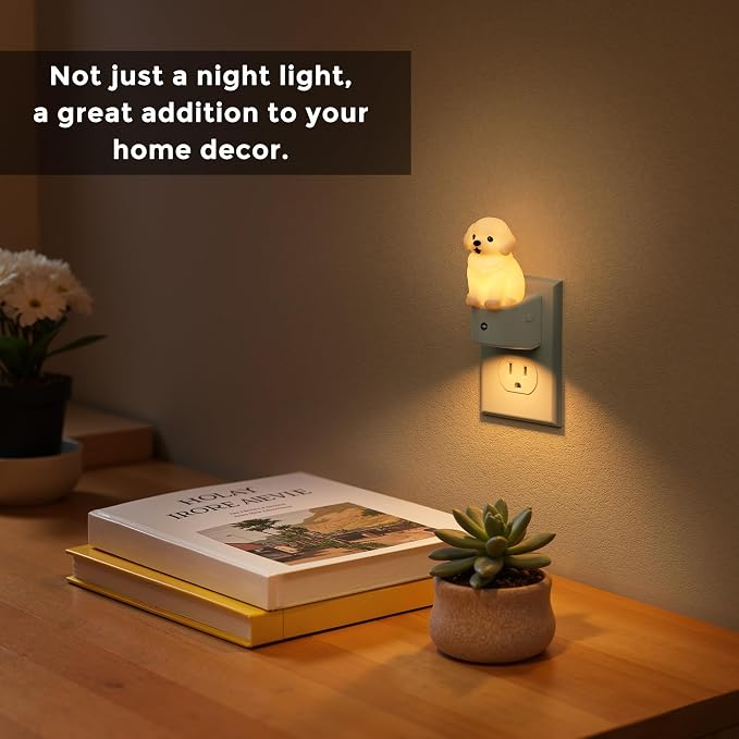 L LOHAS LED Night Light for Kids,3D Cute Puppy Night Lights | Golden Retriever with Dusk to Dawn Sensor, RGB+Soft White 3000K,Dog Night Light,Birthday Gift Nightlight for Kids