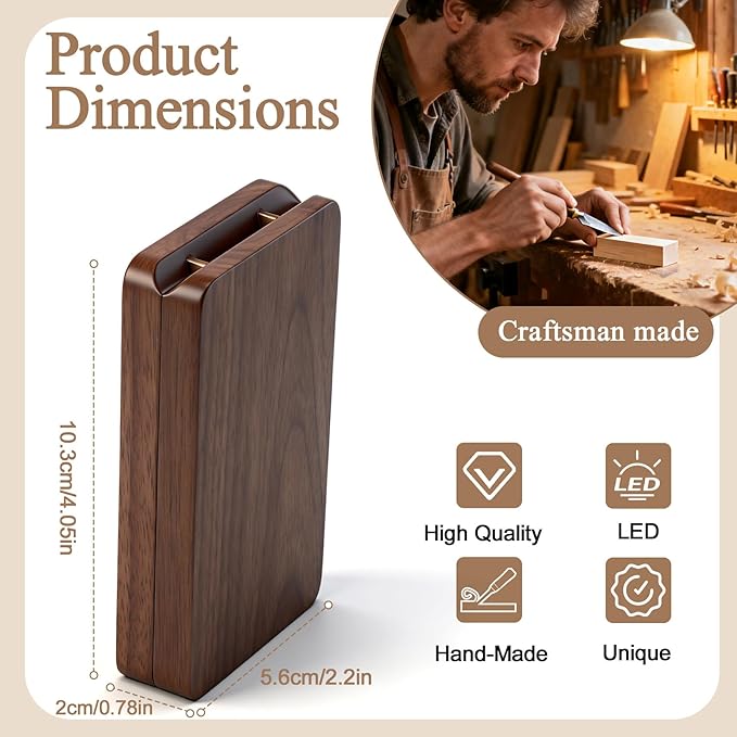 Wooden Engagement Ring Box For Proposal Valentine's Day Jewelry Gift Box Wood Rotating Wedding Day Ring Box With Led Light Gift Packaging(Black Walnut)