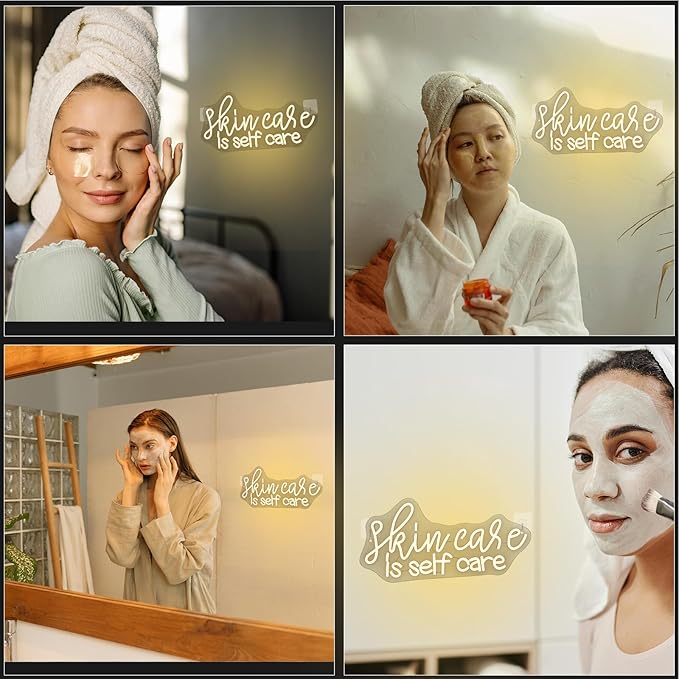 WLHOPE Skin Care is Self Care Neon Signs for Wall Decor LED Lights Decorations for Beauty Salon Facial Spa Bathroom, Get Your Business Seen Day or Night