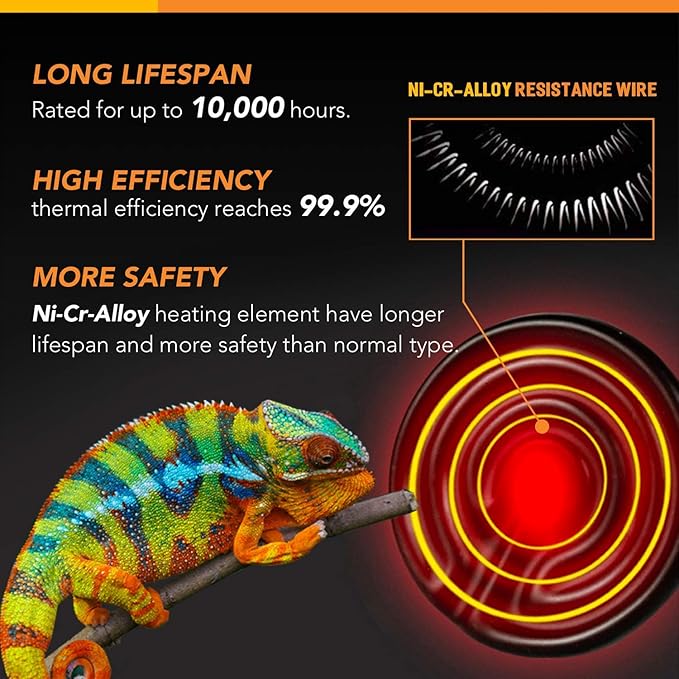 Simple Deluxe 100W Ceramic Reptile Heat Lamp Bulb No Light Emitting Brooder Coop Heater & Digital Heat Mat Thermostat Controller Combo for Amphibian Pet & Incubating Chicken, Black