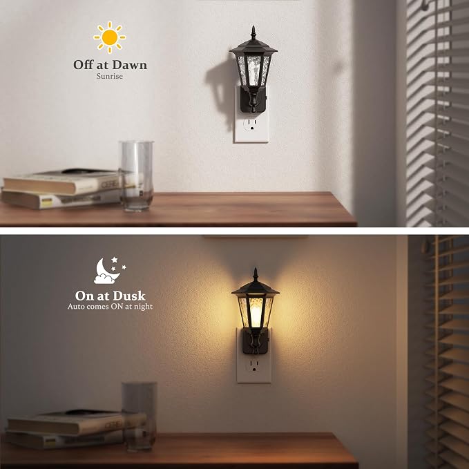 JandCase Night Lights Plug into Wall, 3000K Soft White | Dusk to Dawn Sensor, 0-100LM Dimmable Industrial 180°Rotating Night Light for Bedroom, Bathroom, Living Room, Hallway
