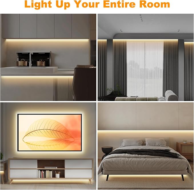 Tatazone WiFi Smart White COB Led Strip Light with Remote | 32.8ft, 2700K, Work with Alexa and Google, Timer, Group Control, Dimmable Warm White for Cabinet, Room, Kitchen, Shelf