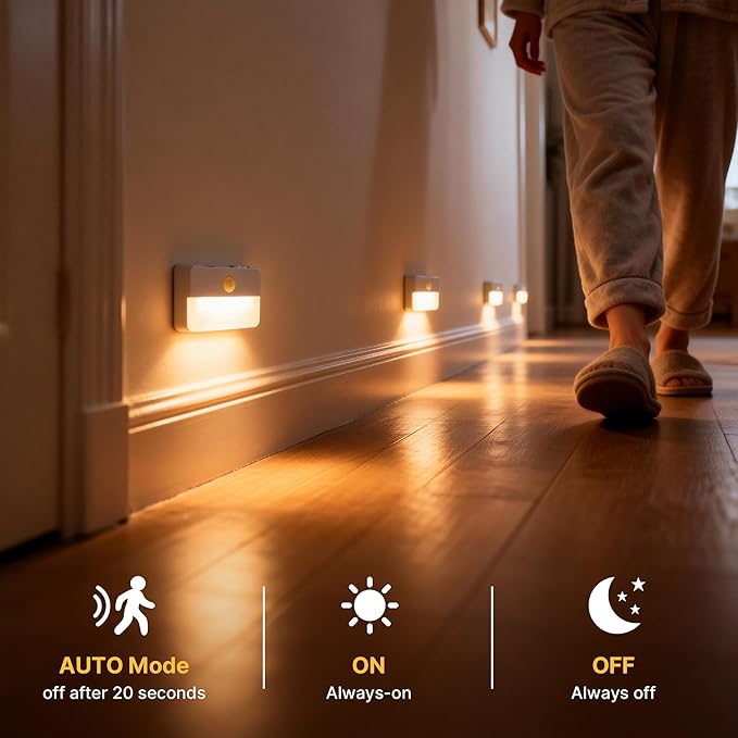 16 Pack Rechargeable Motion Sensor Stair Lights for Indoor, Wireless Battery Operated Night Light, Magnetic Led Stick On Portable Lamp for Step Hallway Closet Under Cabinet Bedroom Kitchen Bathroom