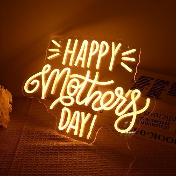 Happy Mother’s Day Neon Lights My Mother is Best Dear Mom letters LED Neon Signs Warm White Light Lamp as Gift for mom-mother’s day, mother’s birthday, wife's birthday, Christmas, Thanksgiving