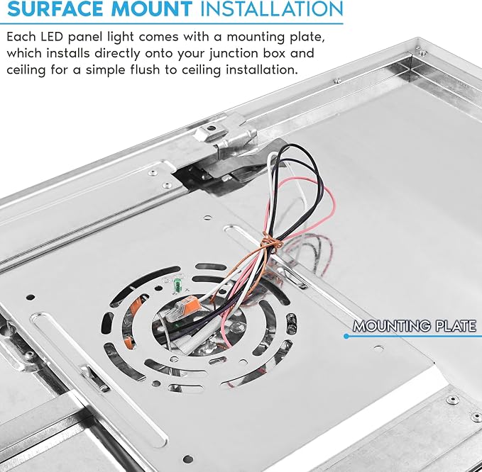 LUXRITE 1x2 FT Slim Surface Mount Panel Recessed Lighting, 5 Color Temperature Options 2700K-5000K, Dimmable LED Panel Light, 2000/2650/3300 Lumens, 18W-30W, Edge Lit, Damp Rated, ETL Listed
