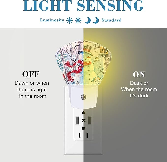 Retro Christmas Snowman Night Light for Kids, Christmas LED Night Light Plug into Wall with Dusk to Dawn Sensor for Girls Boys Women Men Bedroom, Hallway, Kitchen, Bathroom, Stairs Decor