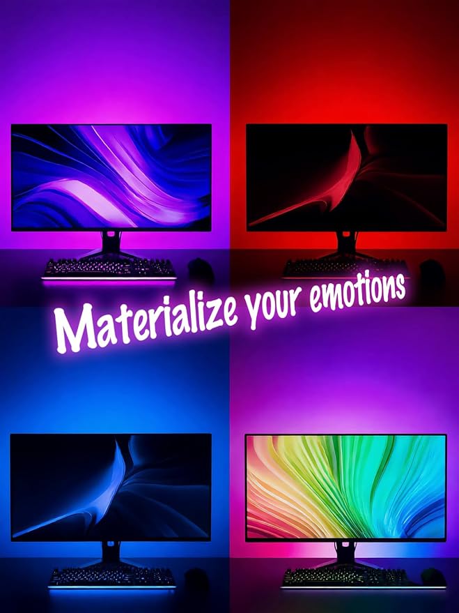 RGB LED Backlights for Monitor, Smart App Control Multiple Modes, Music Sync, USB Port (for 24in Monitor, Standard)
