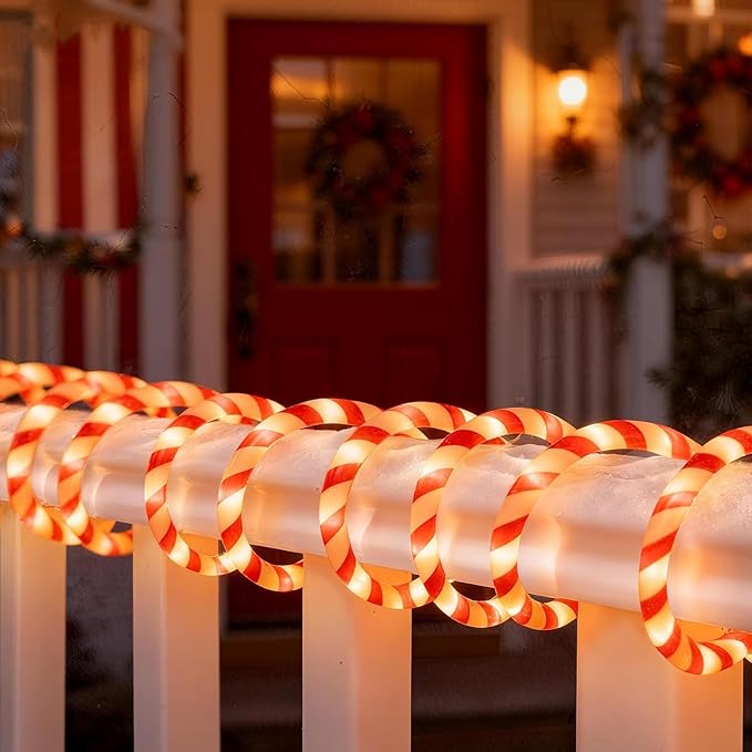 Vigdur Christmas Candy Cane Lights - 30FT 360 LEDs Candy Cane Rope Lights Outdoor Waterproof, Connectable Christmas Rope Lights for Holiday Party Home Patio Indoor Xmas Decorations