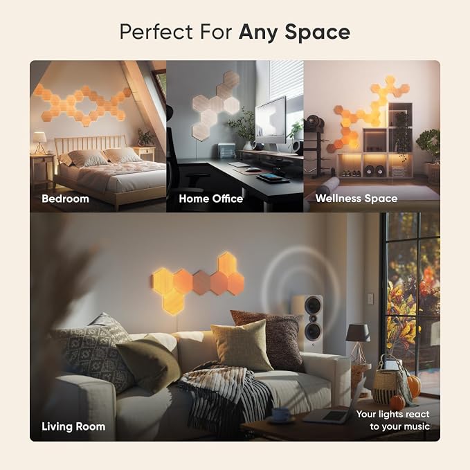 Nanoleaf Elements Hexagon Lights, Smart RGBW LED Wall Light Panels, 13 PK | Compatible with Alexa Google Assistant, Home Wall Decor for Living Room with Music Sync, Smarter Kit