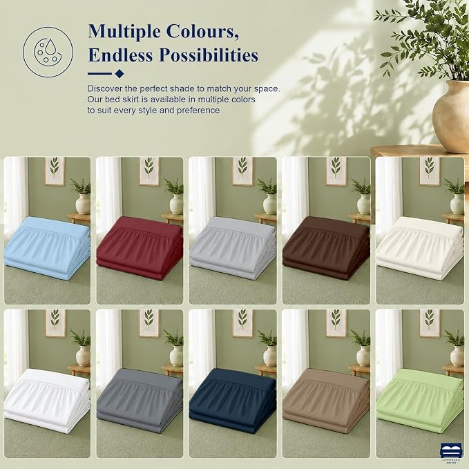 Cottingon Dorm Room Bed Skirt, 100% Microfiber, White, Twin XL-32 Drop