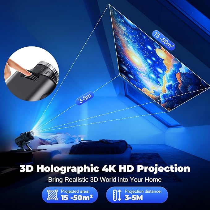 3D Galaxy Projector, 60 Scene Modes, Star Projector for Decor