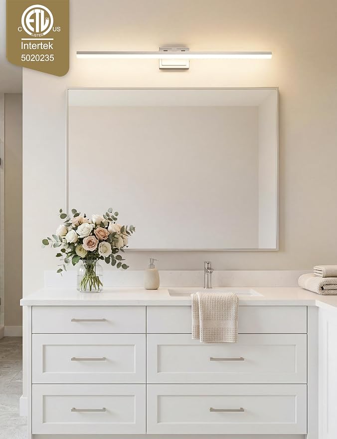 VOLISUN Modern Bathroom Vanity Light 39.4 inch, Rotatable, 34W Dimmable 5CCT Led Bathroom Light Fixture Over Mirror, Brushed Nickel Bar Vanity Light for Bathrooms Mirror Restroom-ETL Certificated