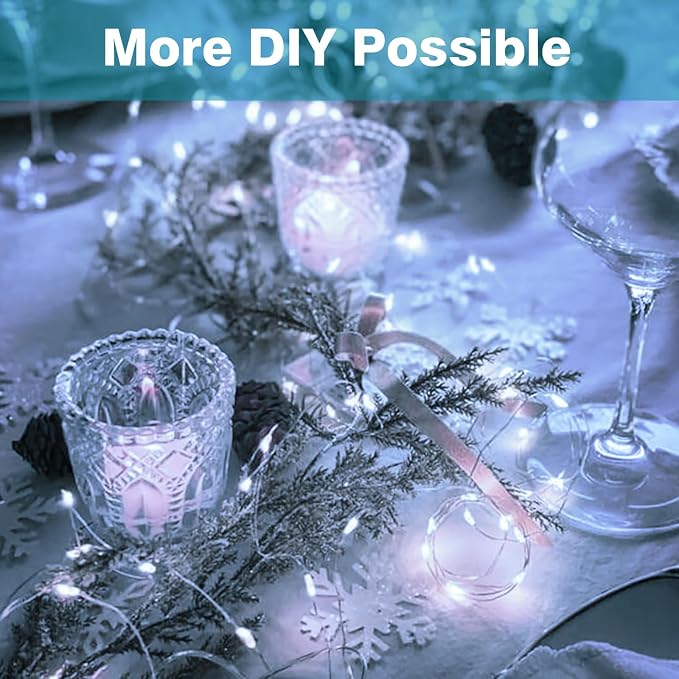2 Pack Fairy Lights Battery Operated with Remote, Each 39Ft 120LED Battery Powered String Lights with Timer, 8 Modes Waterproof Twinkle Christmas Lights for Bedroom Party Indoor Mason, Cool White