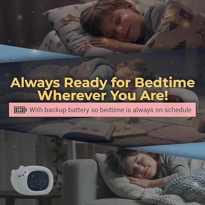 Bumble & Bright Kids Sleep Trainer with App Control - OK to Wake Clock for Kids Ages 4+, Color-Changing Night Light, Alarm & Sound Machine, Simple 1-Routine Setup, Free App, USB-C