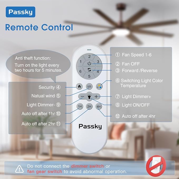 80 Inch Ceiling Fans with Lights and Remote, Brown Modern Ceiling Fan | Reversible DC Motor, Timer, 3CCT, Dimmable, Quiet, Ceiling fan For Living Room, Patio Farmhouse, Indoor/Outdoor