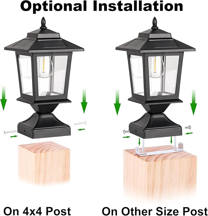 Derynome Solar Post Cap Lights,Waterproof Outdoor Light for 4x4 Wooden Posts, Solar Lights with Glass Shade for Deck Fence Patio Post Decor,Matte Black (2 Pack)