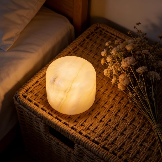 Marmor Marble Lamp Table Lamp Unique Lamp Type-C 3 Way Bedside Lamp Ambient Lighting for Bedroom Night Stands Night Light Decorative LED Warm Ambient Portable Lamp for Rechargeable (Eastern Jade Glow)